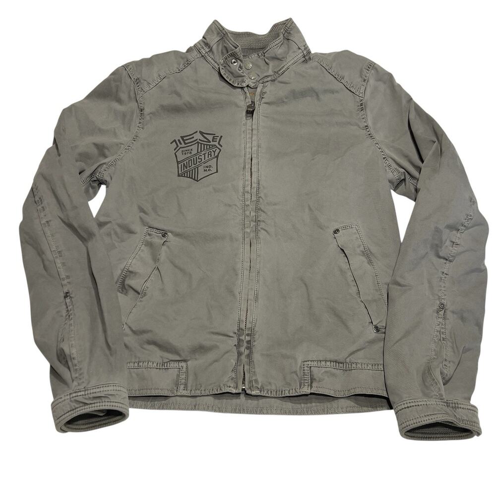Diesel Industry Military Style Gray Jacket Mens Medium Full Zip Casual Coat